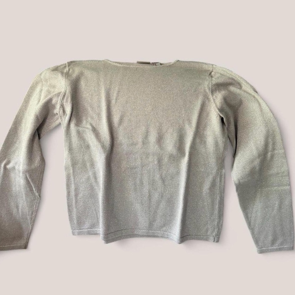 Metallic Silver Crewneck Sweater